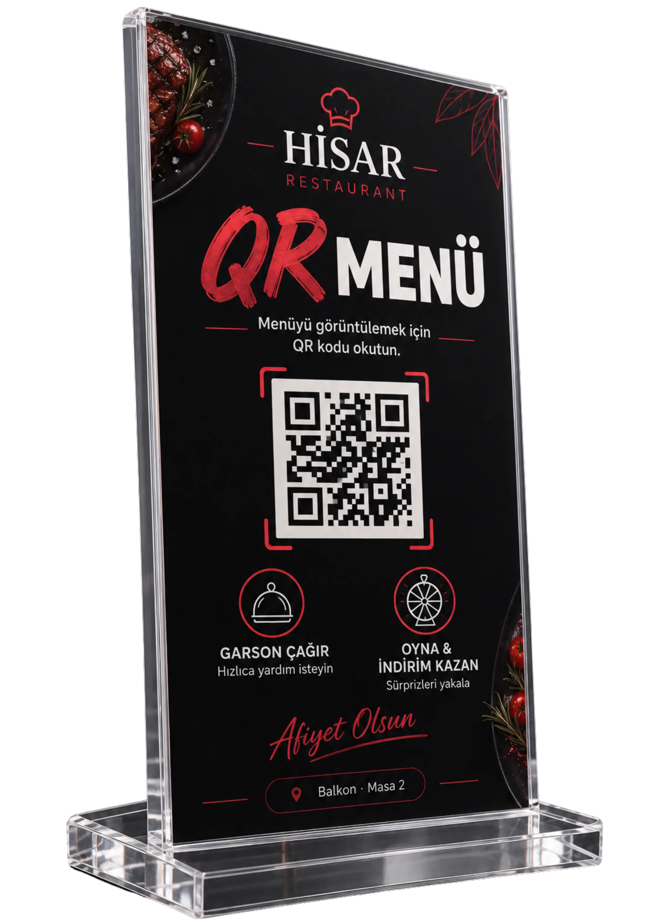 Masaya özel QR standı